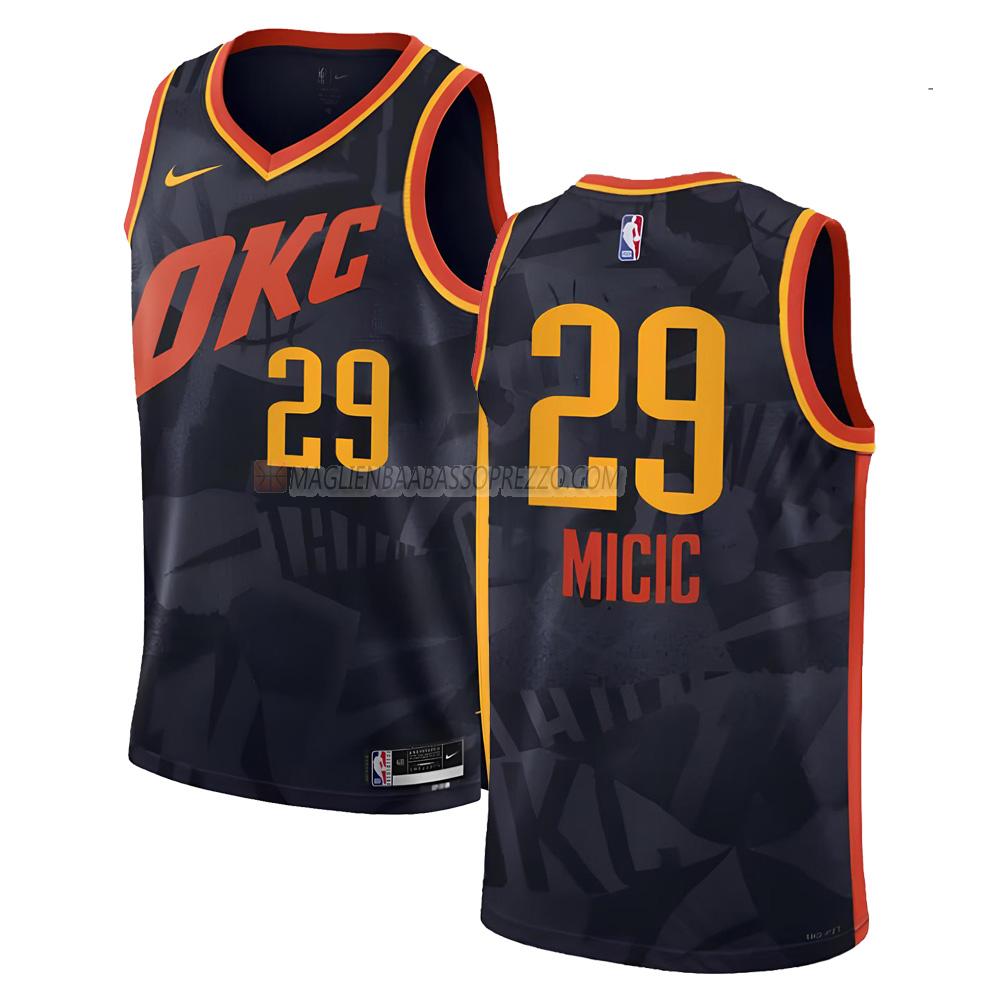 maglia vasilije micic oklahoma city thunder di 29 uomo city edition 2023-24 nero