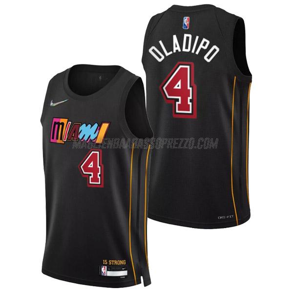 maglia victor oladipo miami heat di 4 uomo city edition 2022 nero