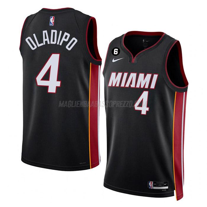 maglia victor oladipo miami heat di 4 uomo icon edition 2023 nero