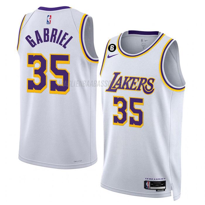 maglia wenyen gabriel los angeles lakers di 35 uomo association edition 2023 bianco