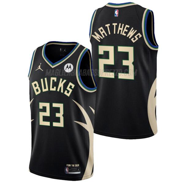 maglia wesley matthews milwaukee bucks di 23 uomo statement edition 2023 nero