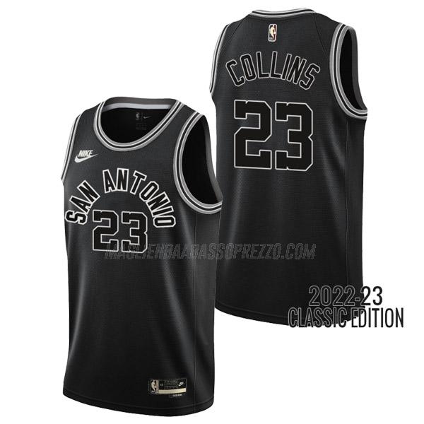 maglia zach collins san antonio spurs di 23 uomo classic edition 2023 nero