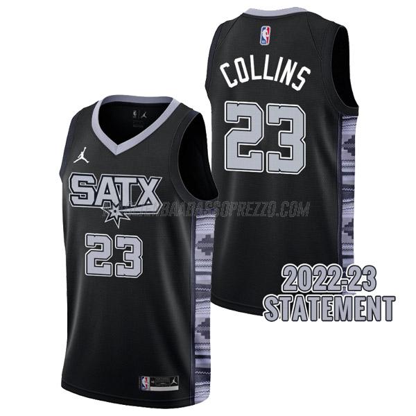 maglia zach collins san antonio spurs di 23 uomo statement edition 2023 nero