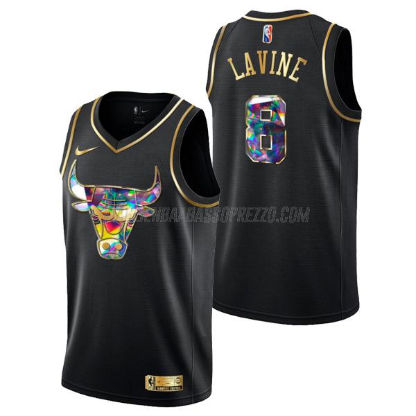 maglia zach lavine chicago bulls di 8 uomo golden diamond edition 2022 nero