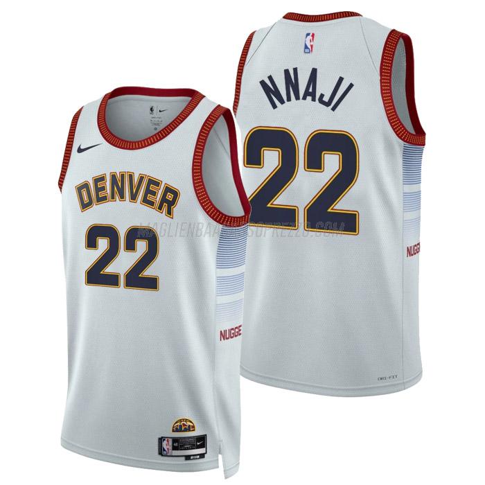 maglia zeke nnaji denver nuggets di 22 uomo city edition 2023 bianco