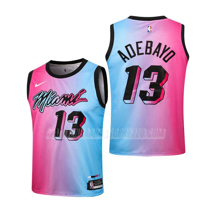 maglie nba bam adebayo miami heat di 13 bambini city edition 2021 rosa