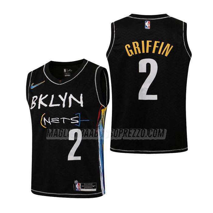 maglie nba blake griffin brooklyn nets di 2 bambini city edition 2021 nero