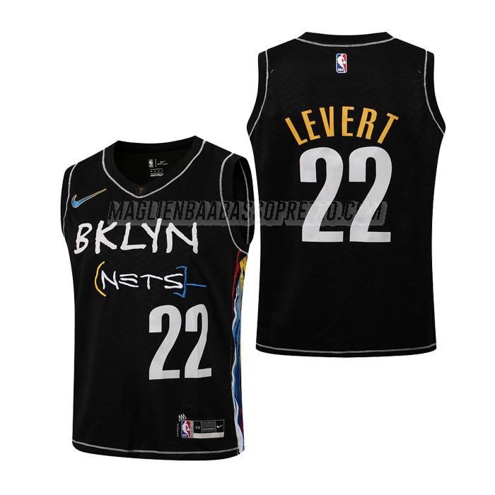 maglie nba caris levert brooklyn nets di 22 bambini city edition 2021 nero