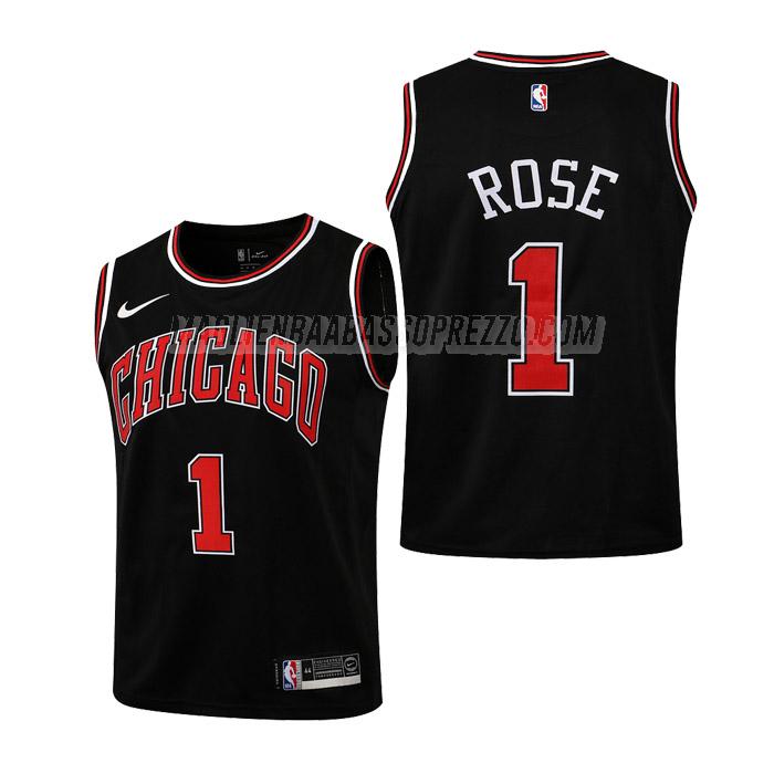 maglie nba derrick rose chicago bulls di 1 bambini statement edition 2019 nero