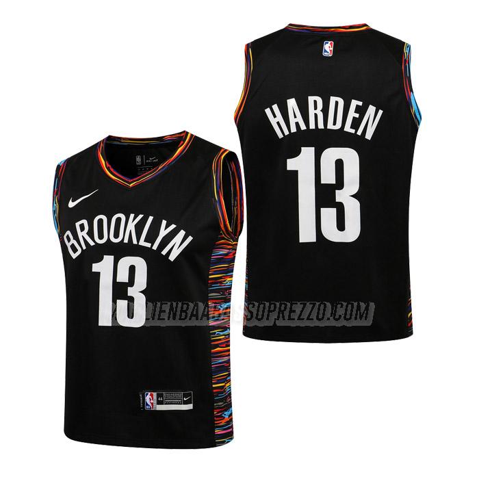 maglie nba james harden brooklyn nets di 13 bambini city edition 2019 nero