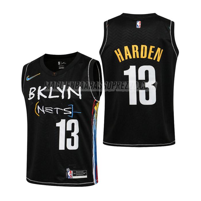 maglie nba james harden brooklyn nets di 13 bambini city edition 2021 nero