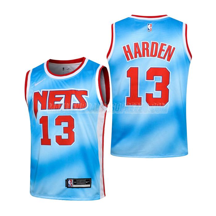 maglie nba james harden brooklyn nets di 13 bambini classic edition 2021 blu