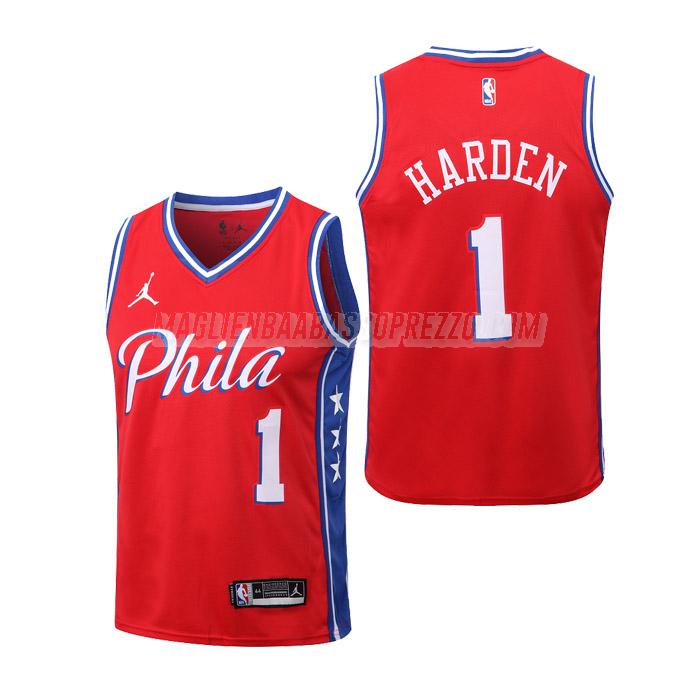 maglie nba james harden philadelphia 76ers di 1 bambini statement edition 2023 rosso