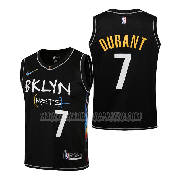 maglie nba kevin durant brooklyn nets di 7 bambini city edition 2021 nero