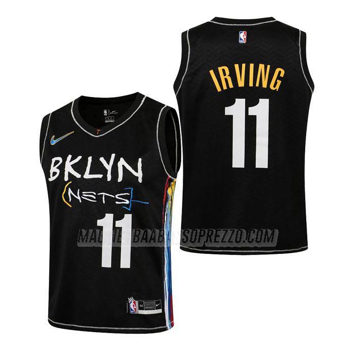 maglie nba kyrie irving brooklyn nets di 11 bambini city edition 2021 nero