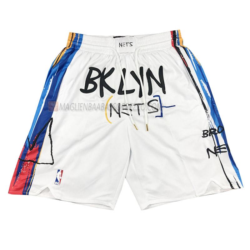 pantaloncini basket brooklyn nets di city edition 2022-23 bianco