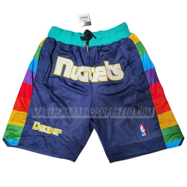 pantaloncini basket denver nuggets di just don 1989-93 blu navy