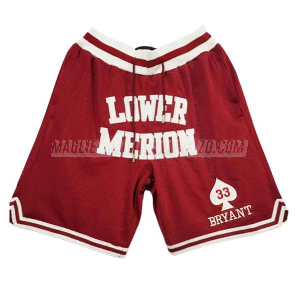 pantaloncini basket kobe bryant di just don lower merion rosso