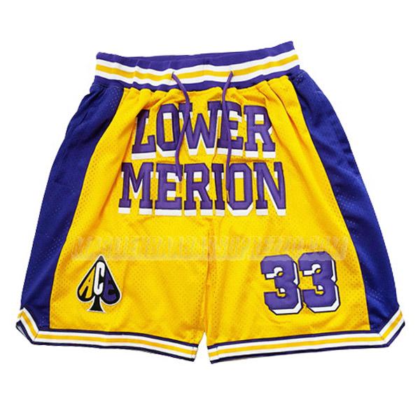 pantaloncini basket kobe bryant di lower merion giallo