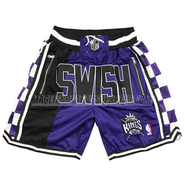 pantaloncini basket sacramento kings di just don swish porpora